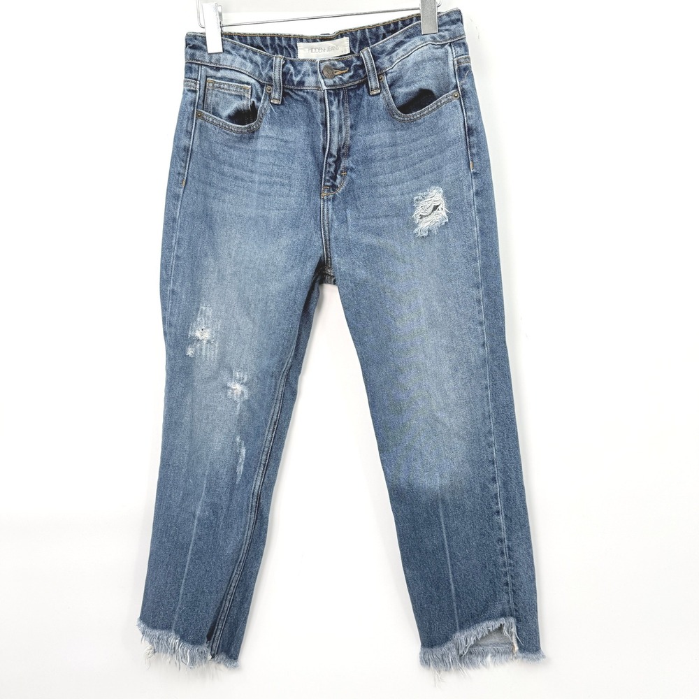 Hidden Los‎ Angeles Raw Hem Straight Leg Jeans Women 29 Grunge Festival Indie